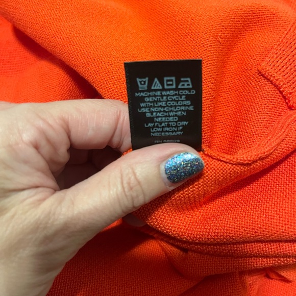 NWT Vision 155 3/4 sleeve poppy red thin sweater top women’s size large button - Picture 7 of 9